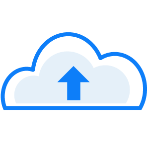 Une flèche dans un nuage orientée vers le haut, indiquant le chargement de données
